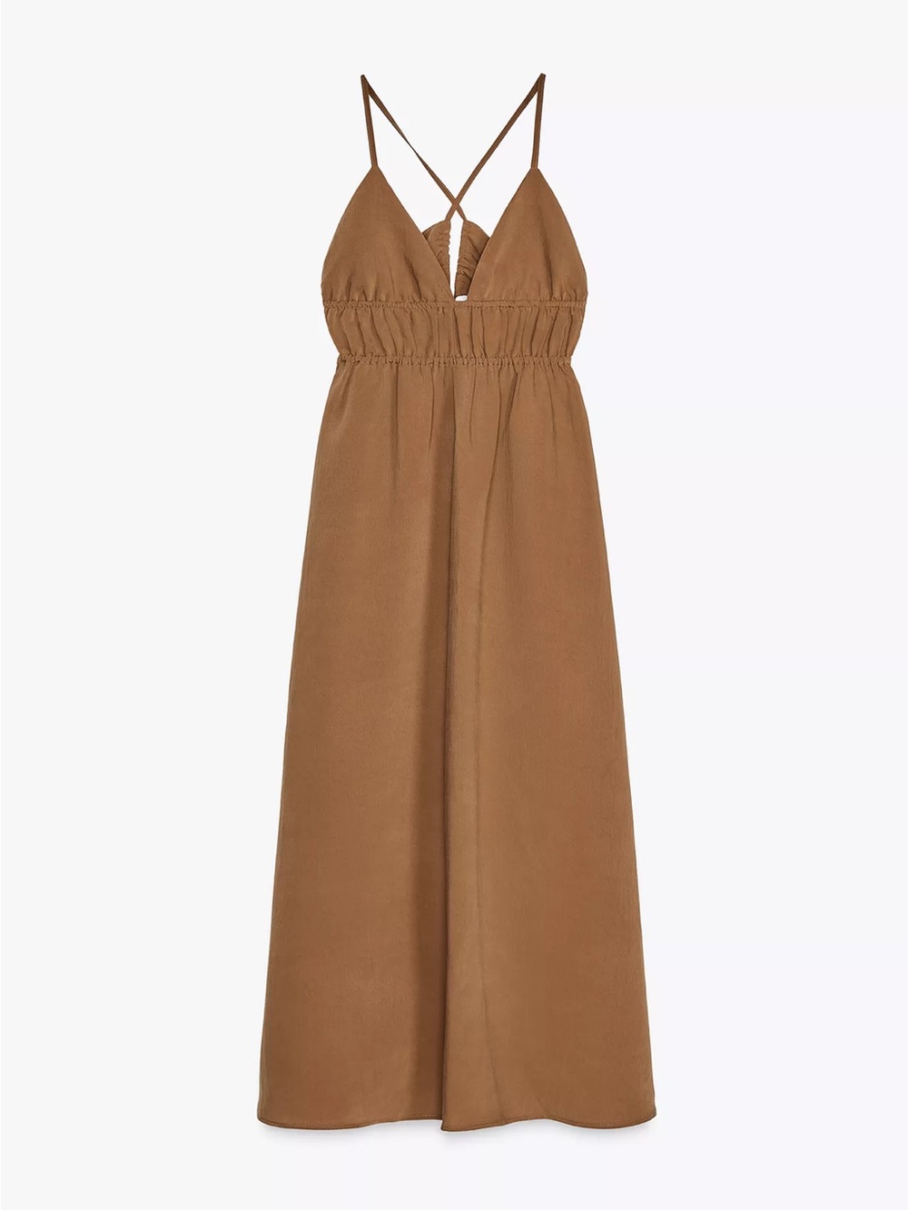 Zara Brown Strappy Midi Dress